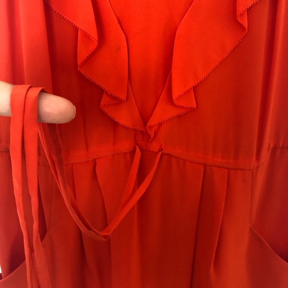 Rebecca Taylor Silk Flame Red Orange Dress Size 2 - Picture 8 of 8